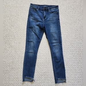 Lucky Brand Bridgette Skinny Jeans Raw Distressed Hem Medium Wash Womens 6